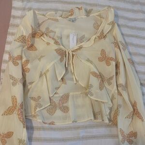 Brand new with tags American eagle tie front blouse with bell sleeves